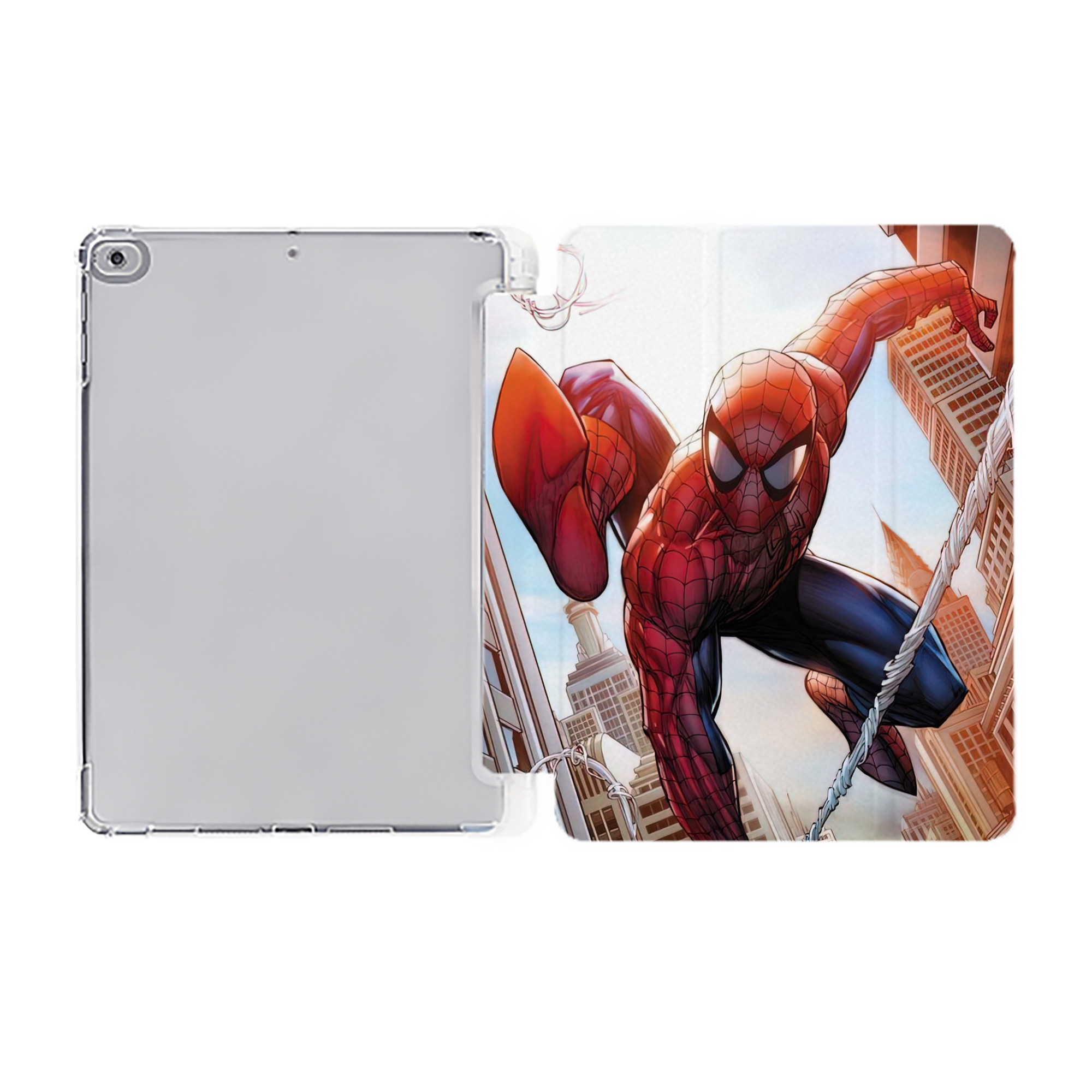 （画像用） Spider Man スパイダーマン IPad ケース ペン収納付き 三つ折りスタンド PUレザー×シリコン 対応機種9.5/10.5/10.9インチ